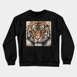 Grungy Painting of a Gorgeous Tiger Staring Directly at You Crewneck Sweatshirt